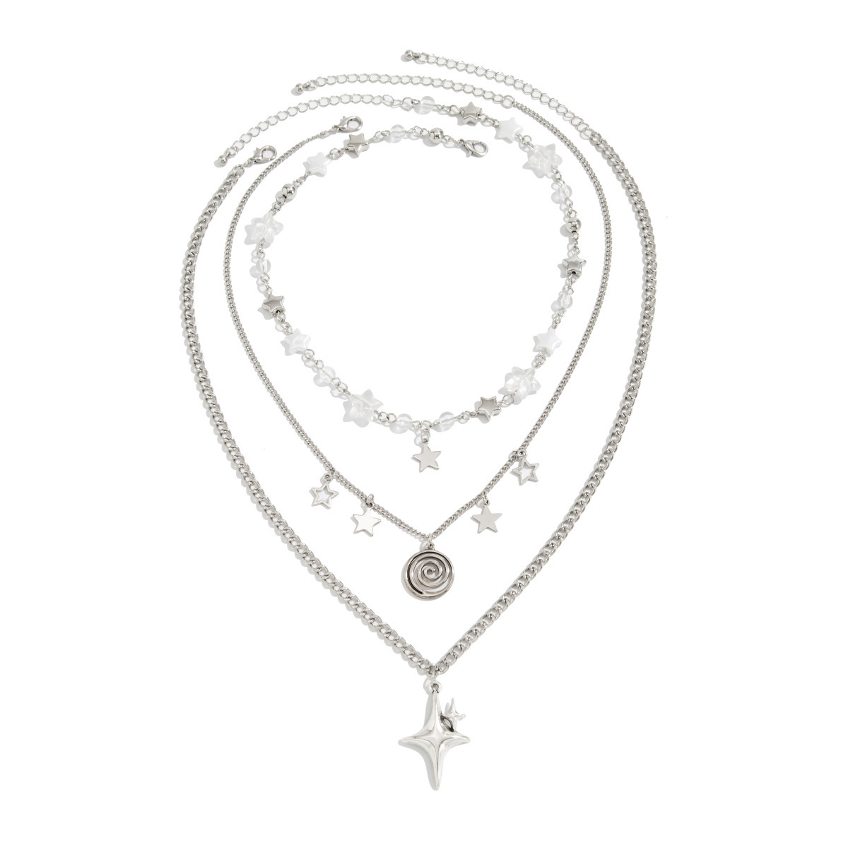 Multi-layer Star Pendant Neckl - Layered Pendant Necklace Aesthetic ulasan dan harga