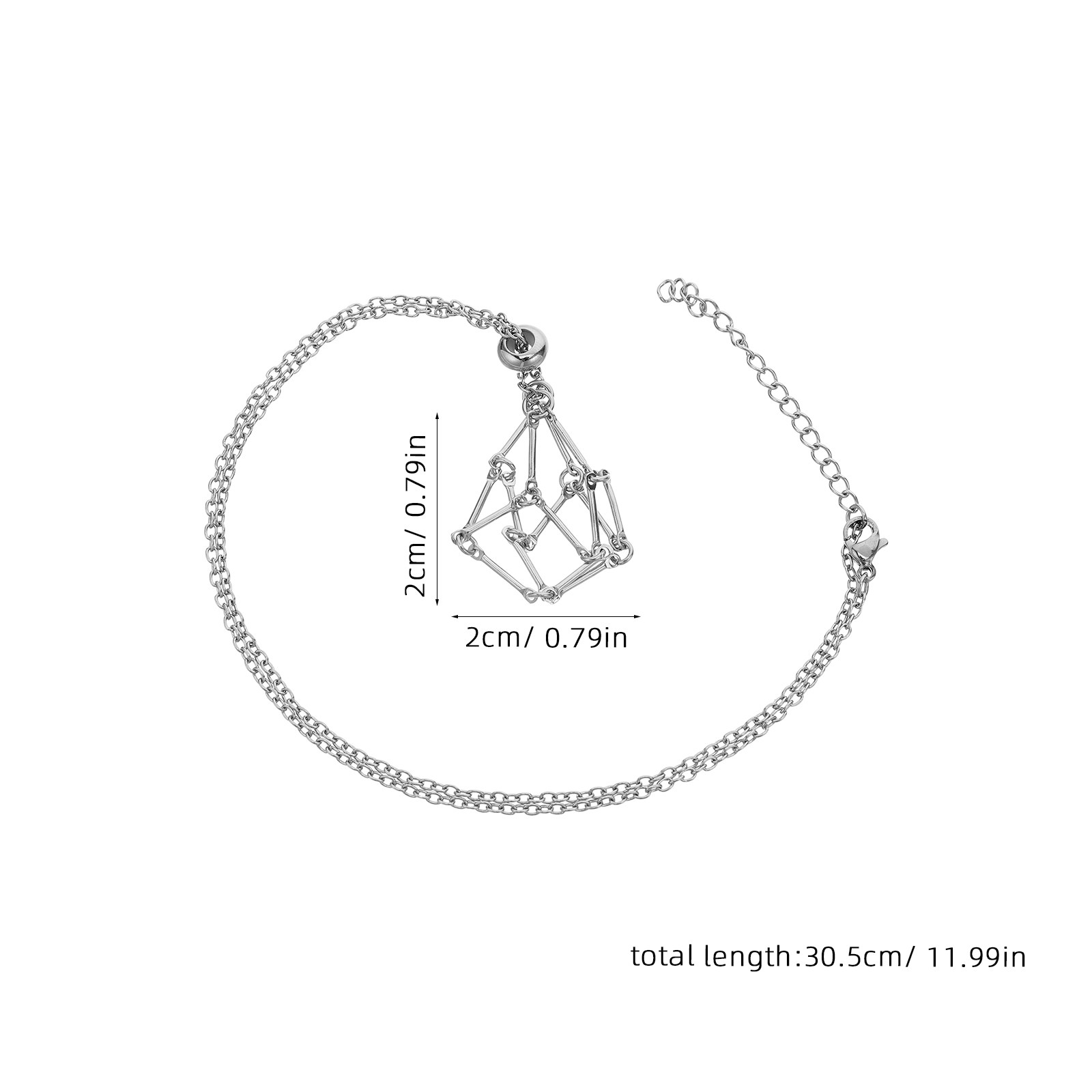 Stainless Steel Crystal Cage N - Crystal Pendant Necklace Natural Stone ulasan dan harga