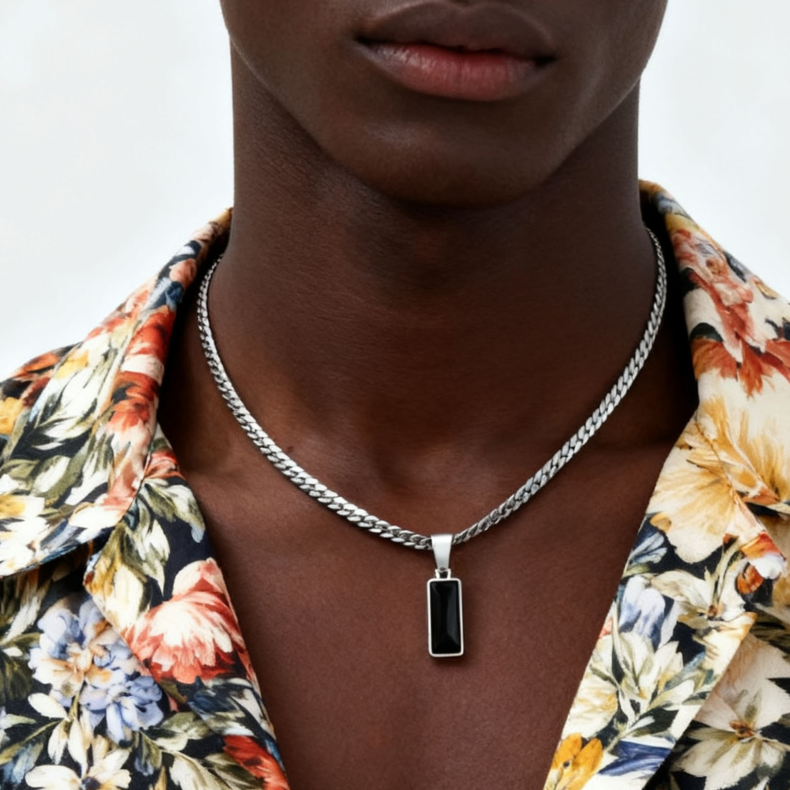 Stylish Mens Geometric Stone P - Cuban Link Chain 12Mm ulasan dan harga